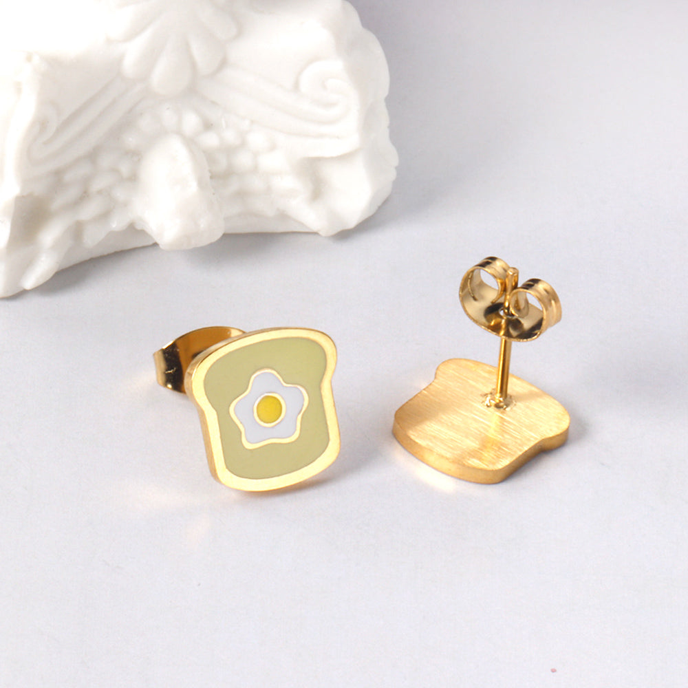 Light Green + White Ruffled Egg Cutout Stud Earrings asonjewelry