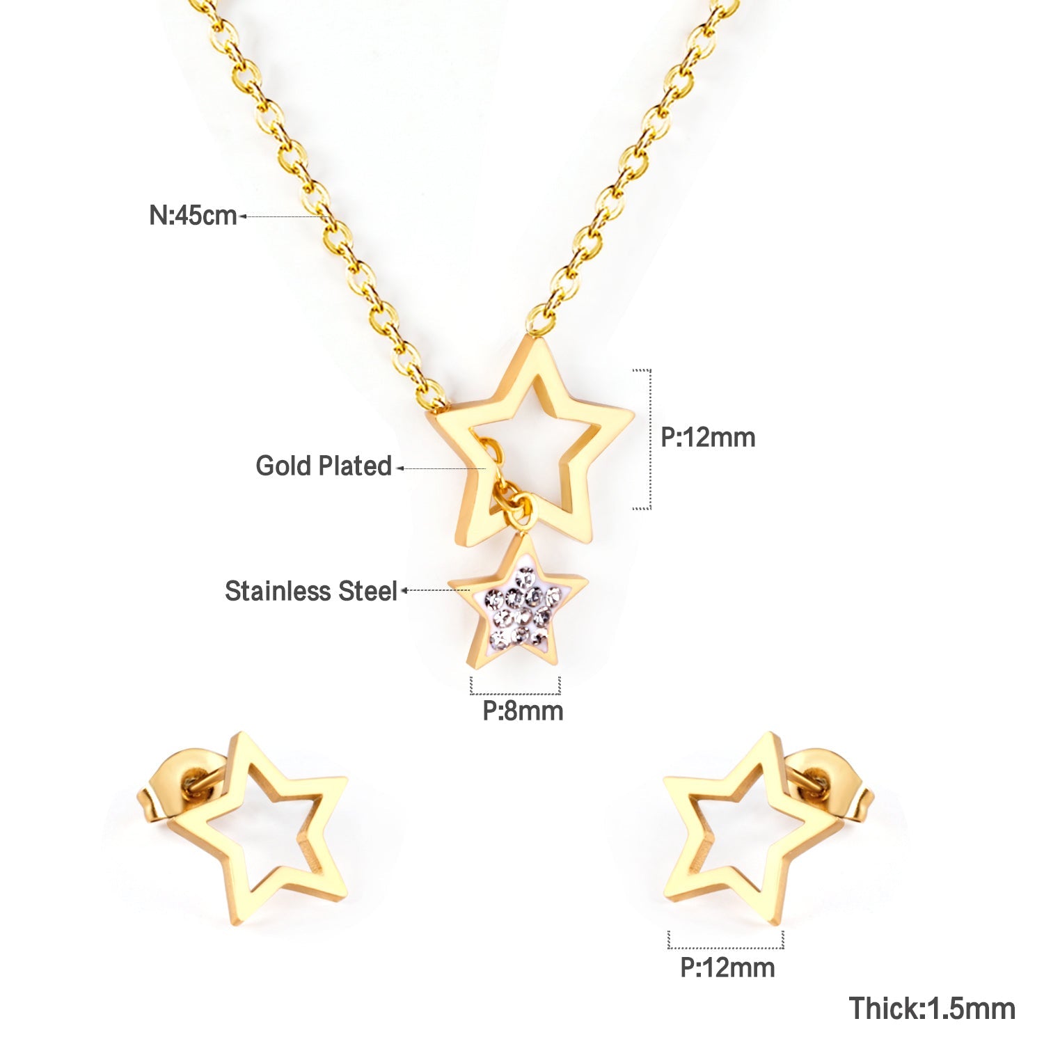 Star Glossy White Clay Dipping Set Steel/Gold asonjewelry