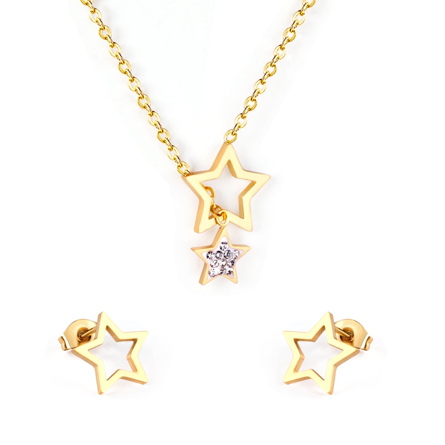 Star Glossy White Clay Dipping Set Steel/Gold asonjewelry