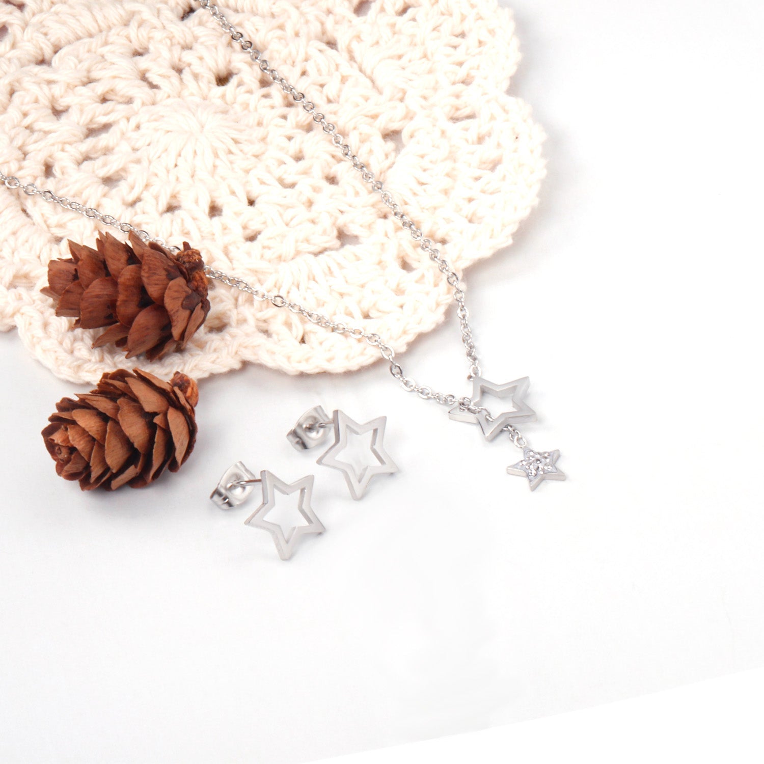 Star Glossy White Clay Dipping Set Steel/Gold asonjewelry