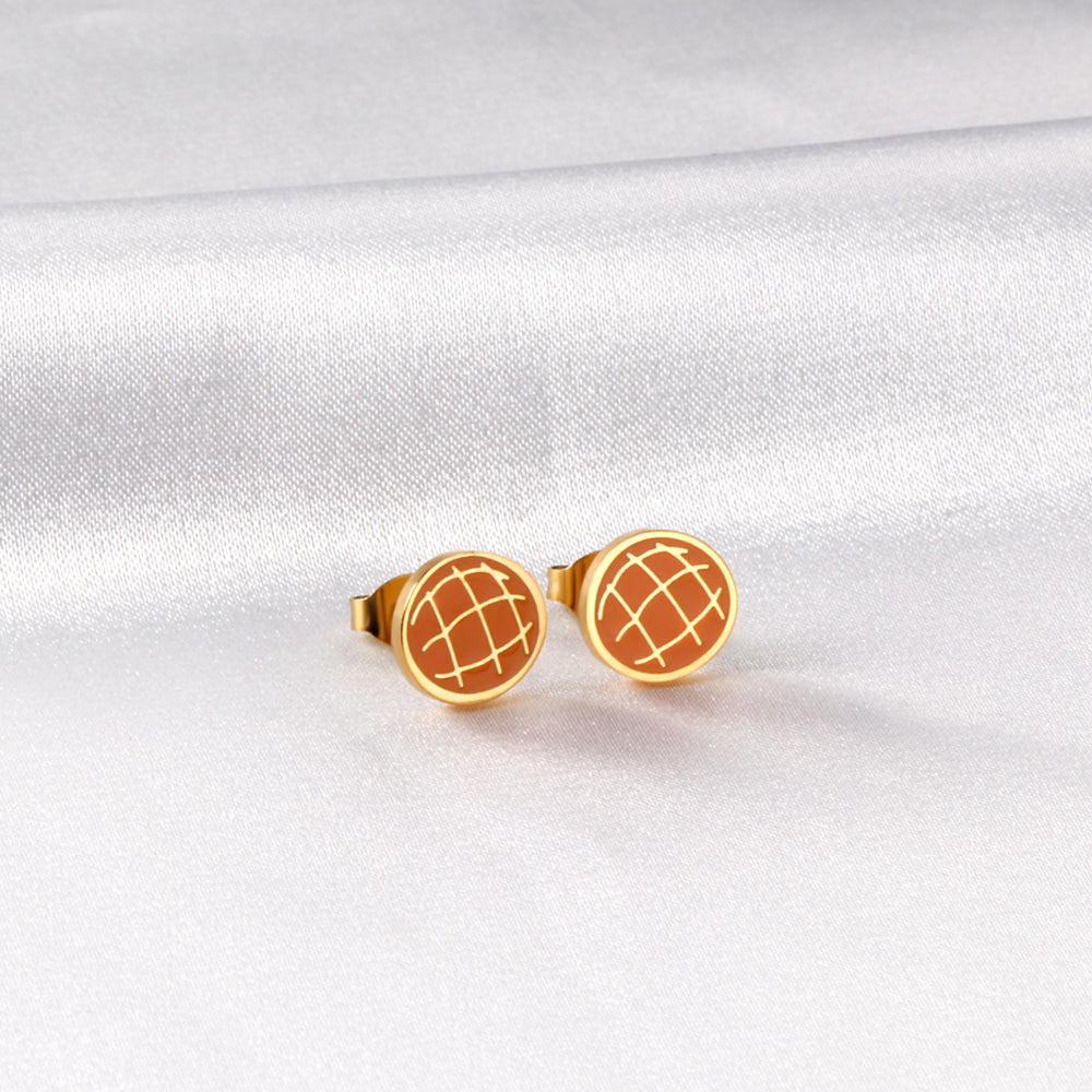 Orange Pineapple Bun Cut Earrings asonjewelry