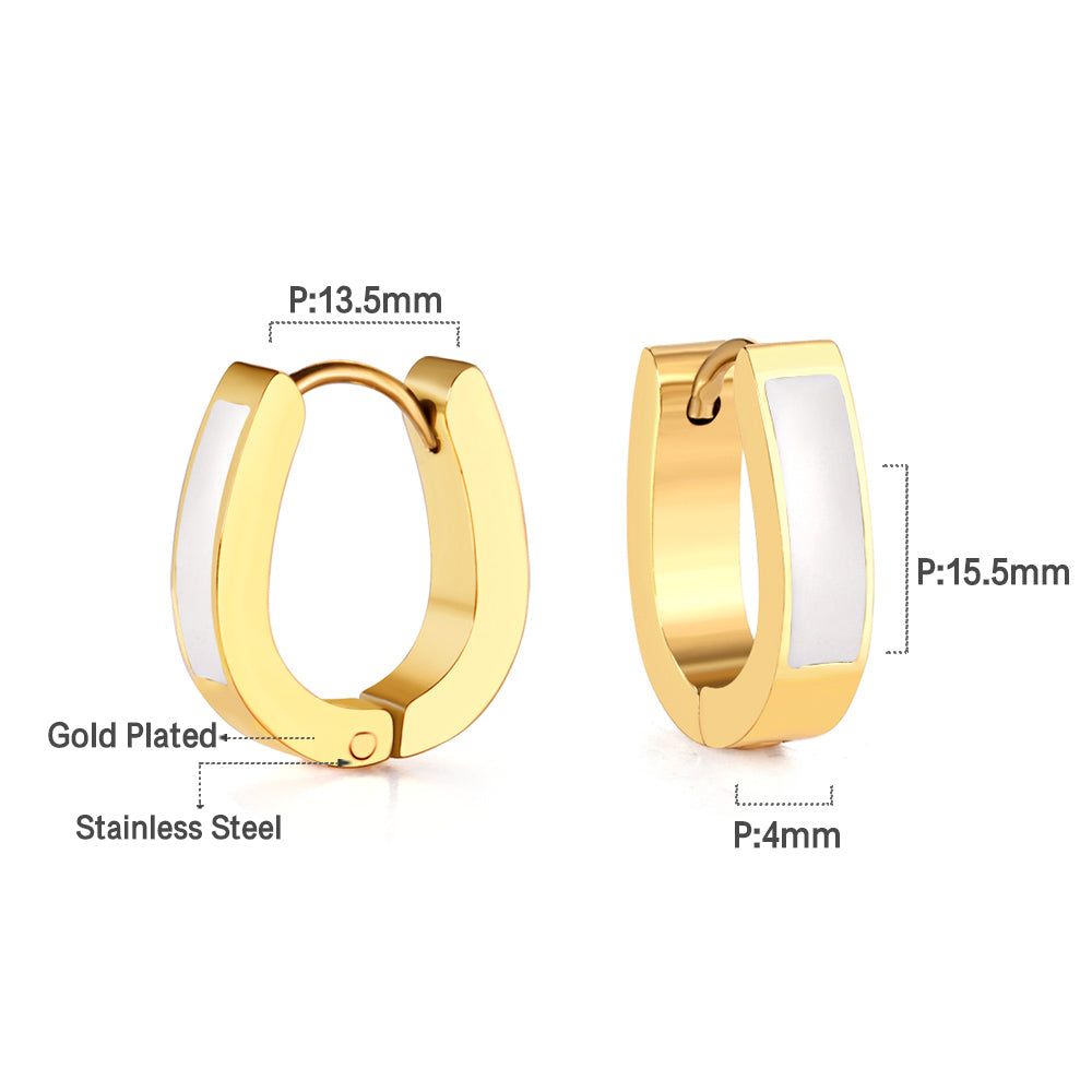 Oval Ear Clips with Black & White Drip Oil 13.5*15.5mm asonjewelry