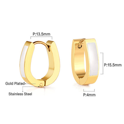 Oval Ear Clips with Black & White Drip Oil 13.5*15.5mm asonjewelry