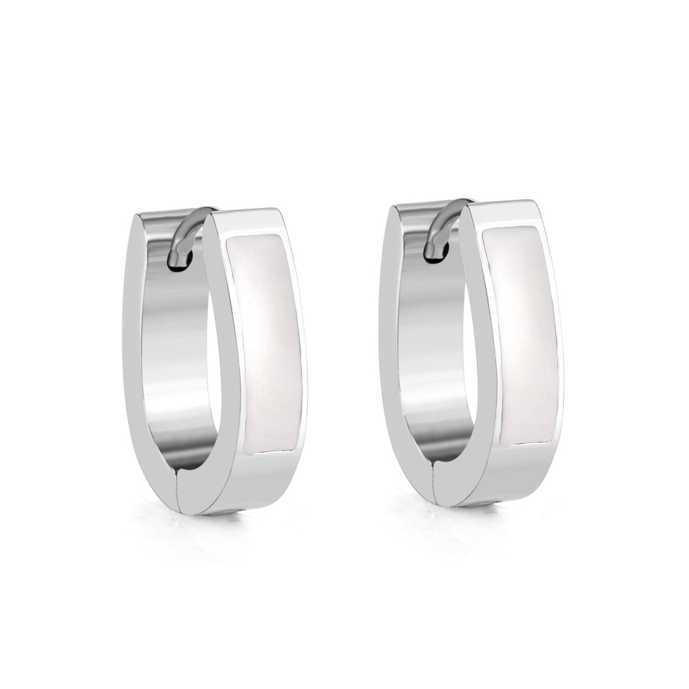 Oval Ear Clips with Black & White Drip Oil 13.5*15.5mm asonjewelry