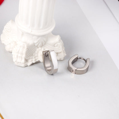 Oval Ear Clips with Black & White Drip Oil 13.5*15.5mm asonjewelry