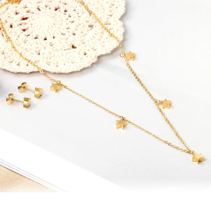 Set of 5 stars glossy steel/golden asonjewelry