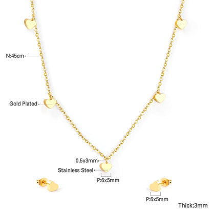 Set of 5 hearts glossy steel color / gold color asonjewelry