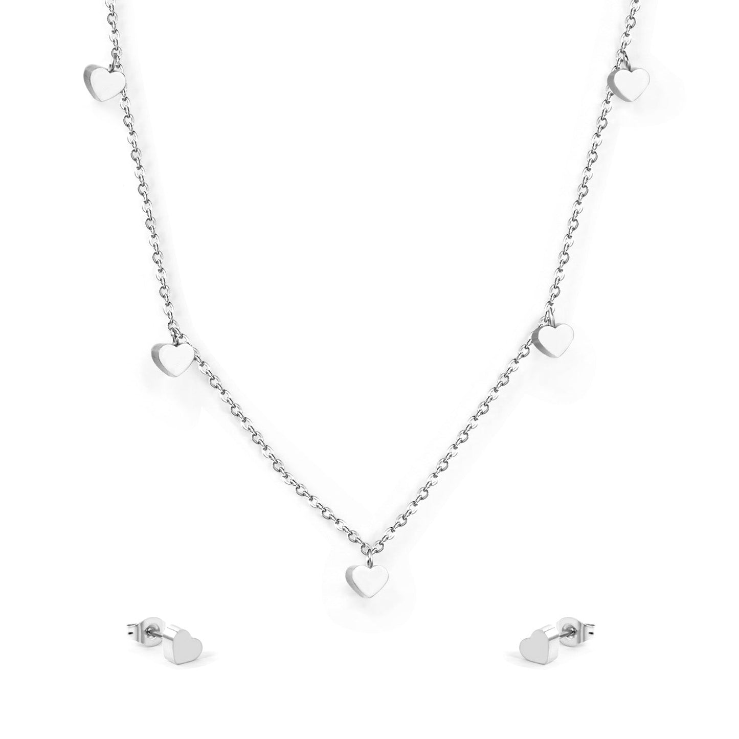 Set of 5 hearts glossy steel color / gold color asonjewelry