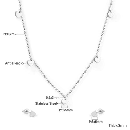 Set of 5 hearts glossy steel color / gold color asonjewelry