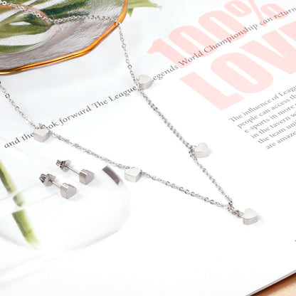 Set of 5 hearts glossy steel color / gold color asonjewelry