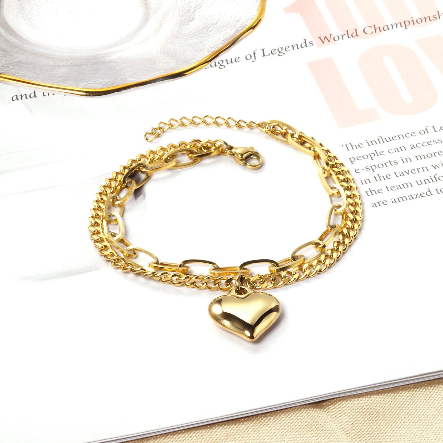 17.5*18.50mm with heart bracelet 18+3cm asonjewelry
