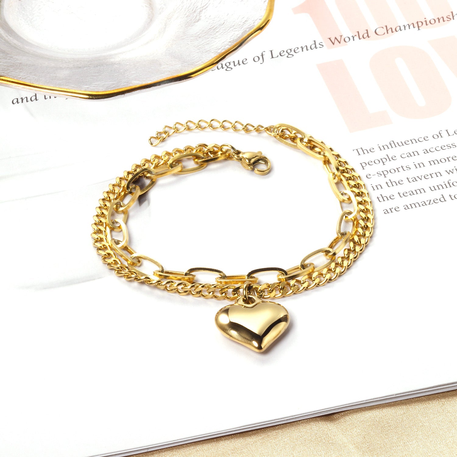 17.5*18.50mm with heart bracelet 18+3cm asonjewelry