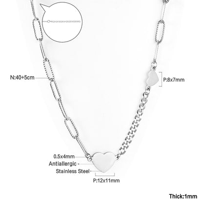 Size heart pendant necklace 40+5cm asonjewelry