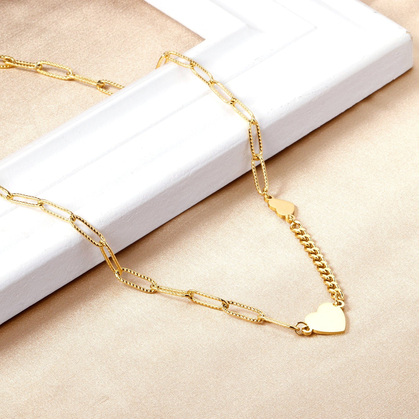 Size heart pendant necklace 40+5cm asonjewelry