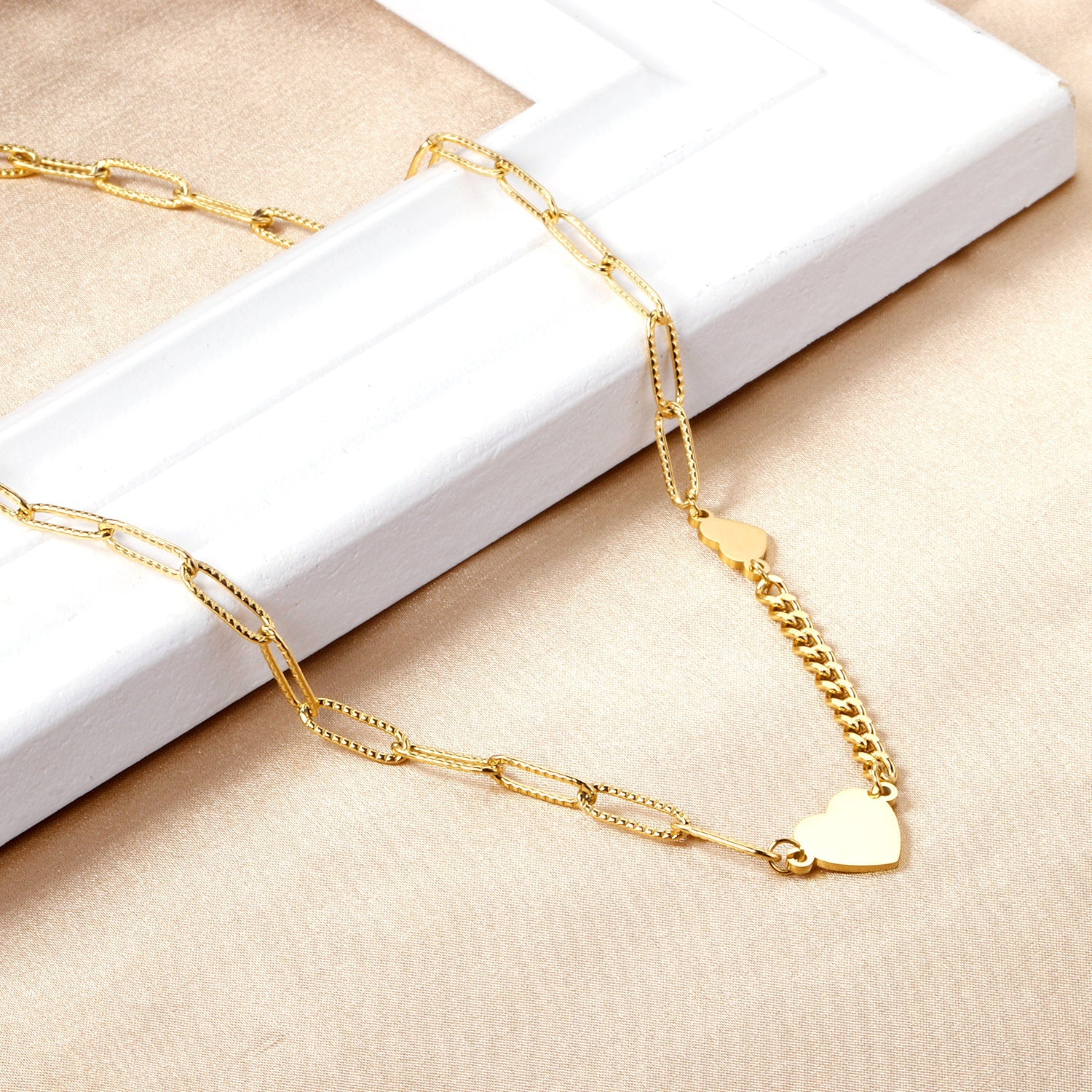 Size heart pendant necklace 40+5cm asonjewelry