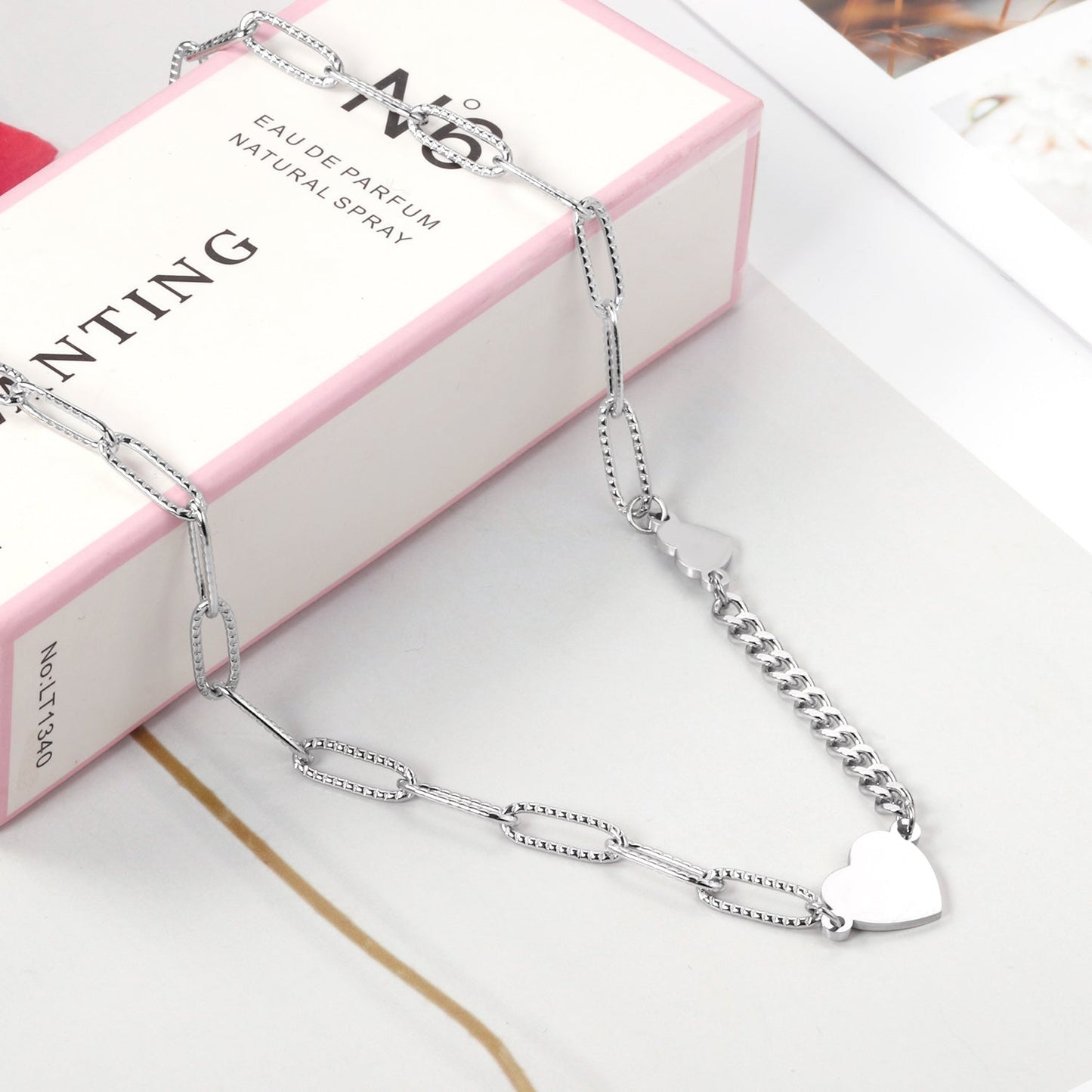 Size heart pendant necklace 40+5cm asonjewelry