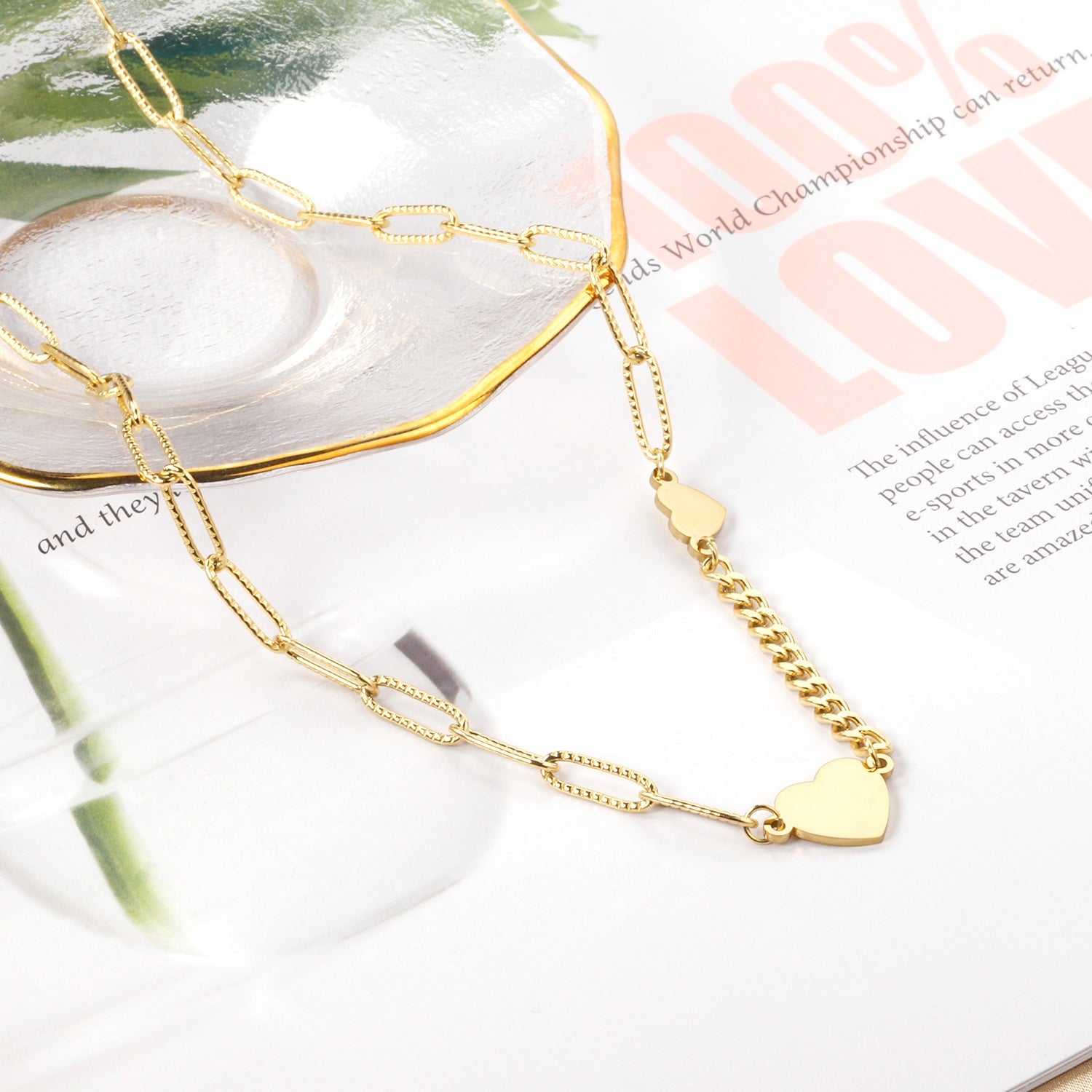 Size heart pendant necklace 40+5cm asonjewelry