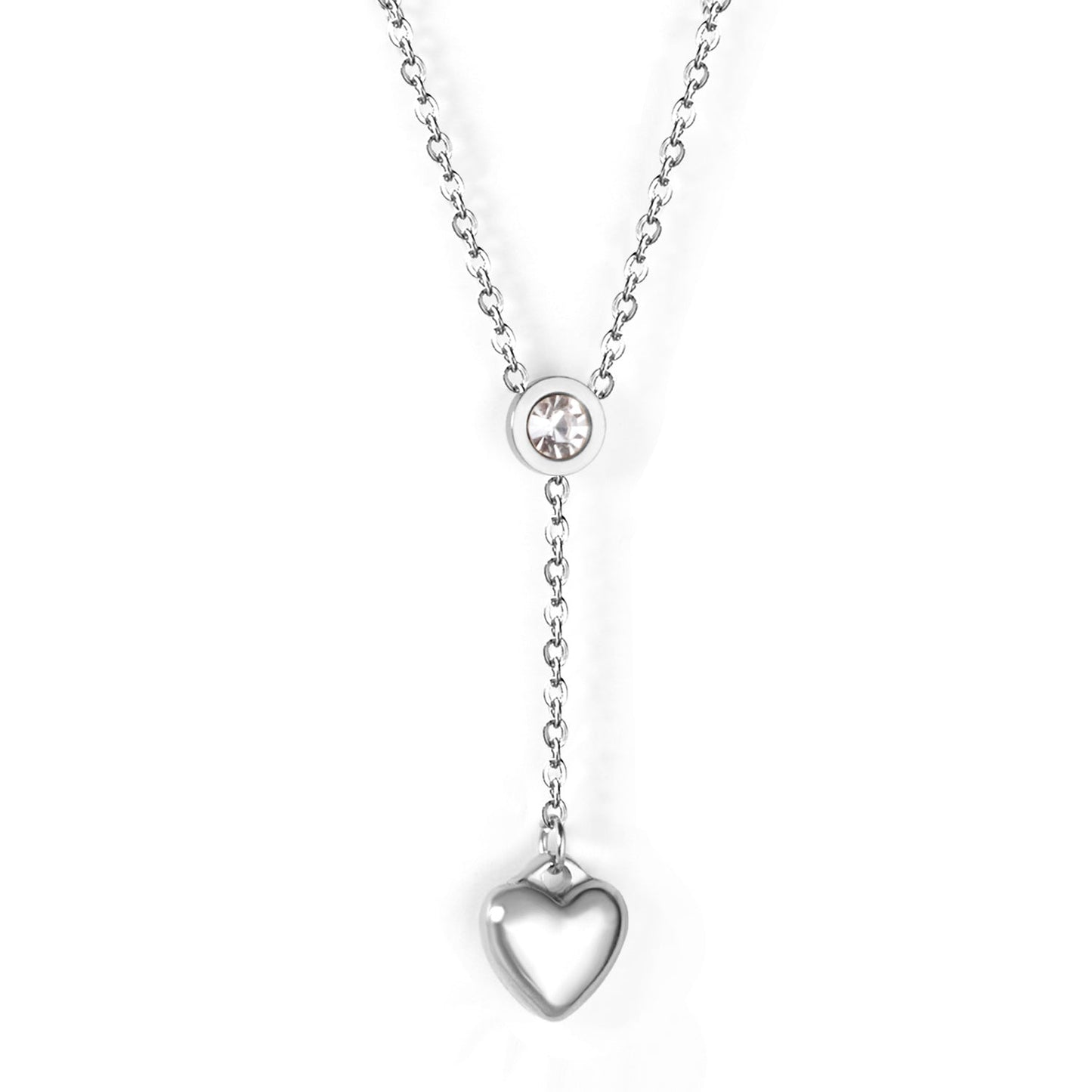 6.5mm diamond+10*11mm heart pendant necklace 45+5cm asonjewelry
