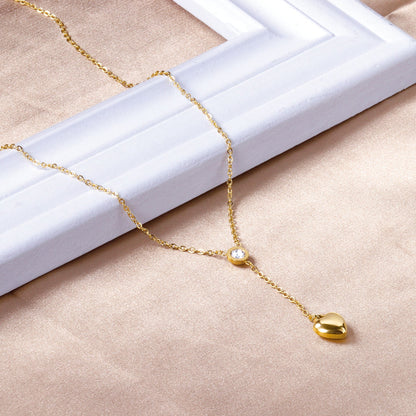 6.5mm diamond+10*11mm heart pendant necklace 45+5cm asonjewelry