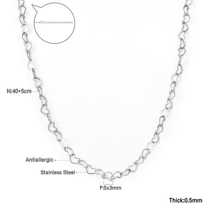 5*3mm Heart Circle Necklace 40+5cm asonjewelry