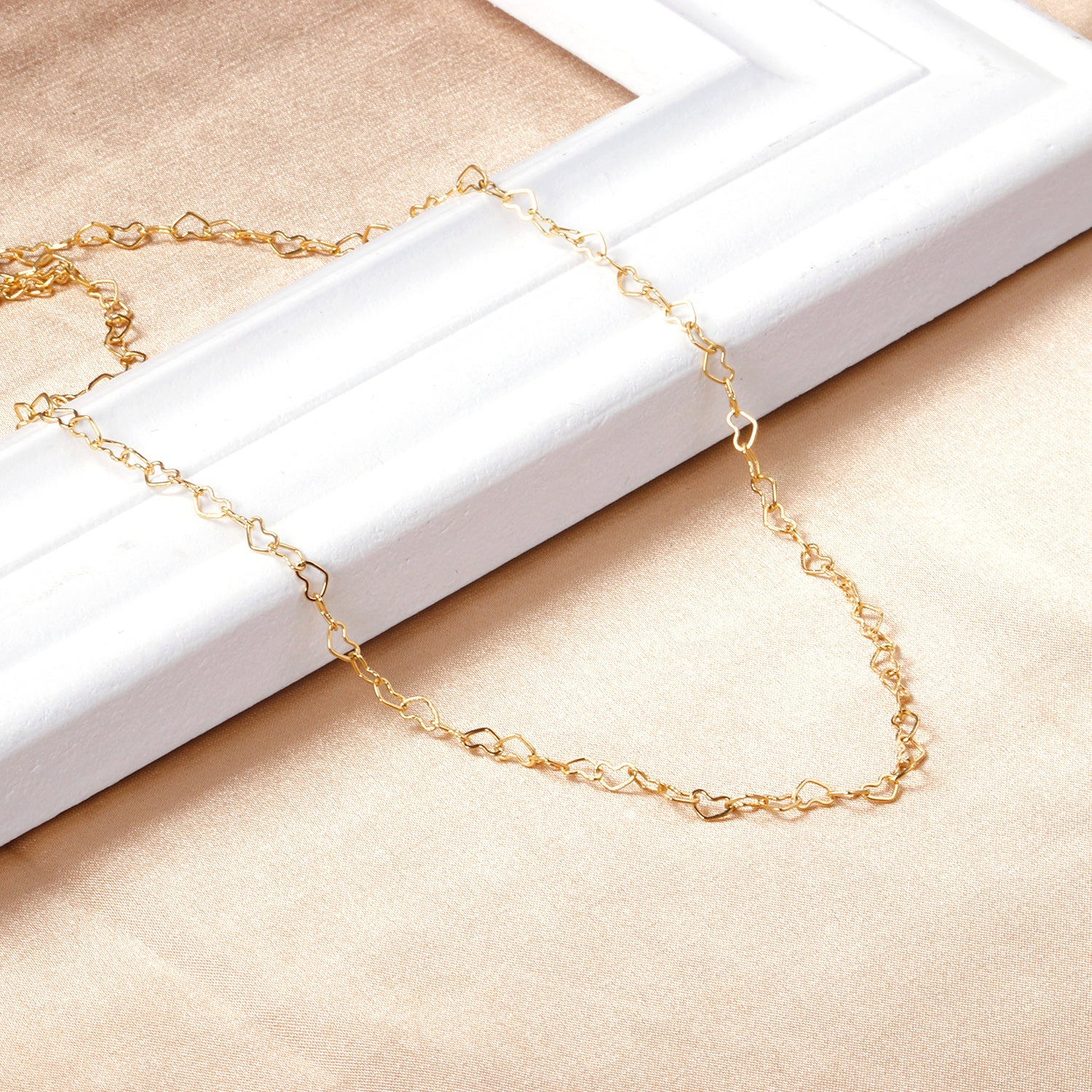 5*3mm Heart Circle Necklace 40+5cm asonjewelry