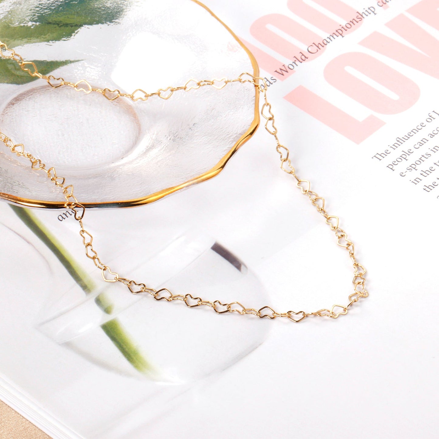 5*3mm Heart Circle Necklace 40+5cm asonjewelry