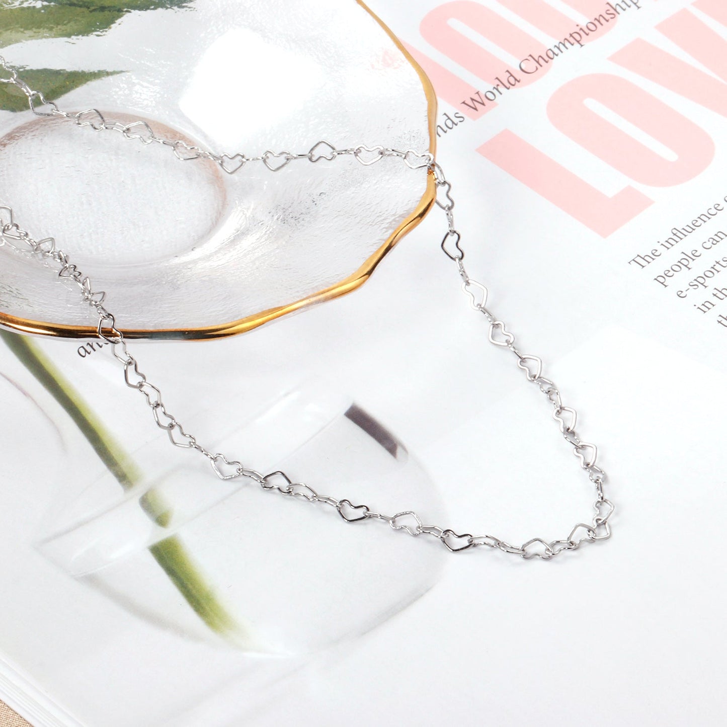 5*3mm Heart Circle Necklace 40+5cm asonjewelry