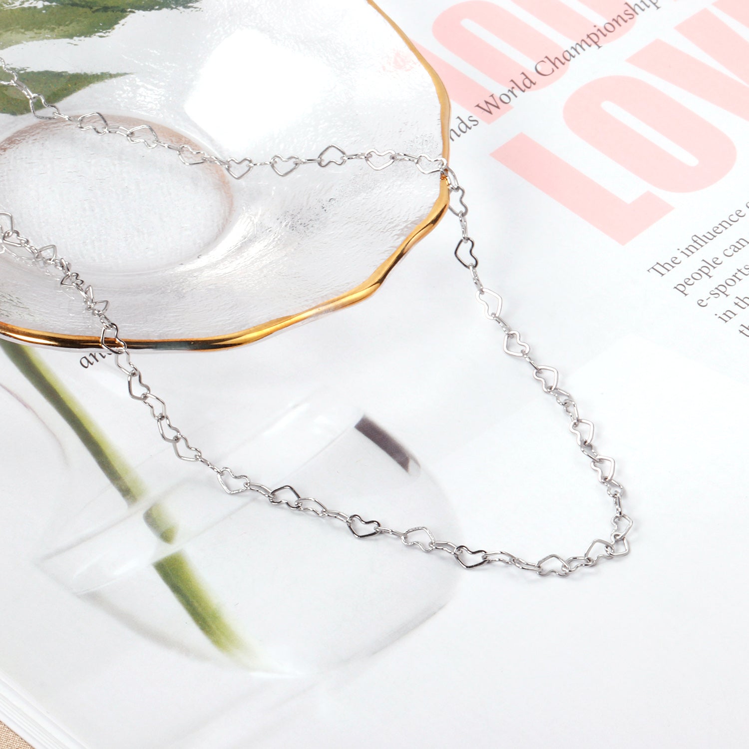 5*3mm Heart Circle Necklace 40+5cm asonjewelry