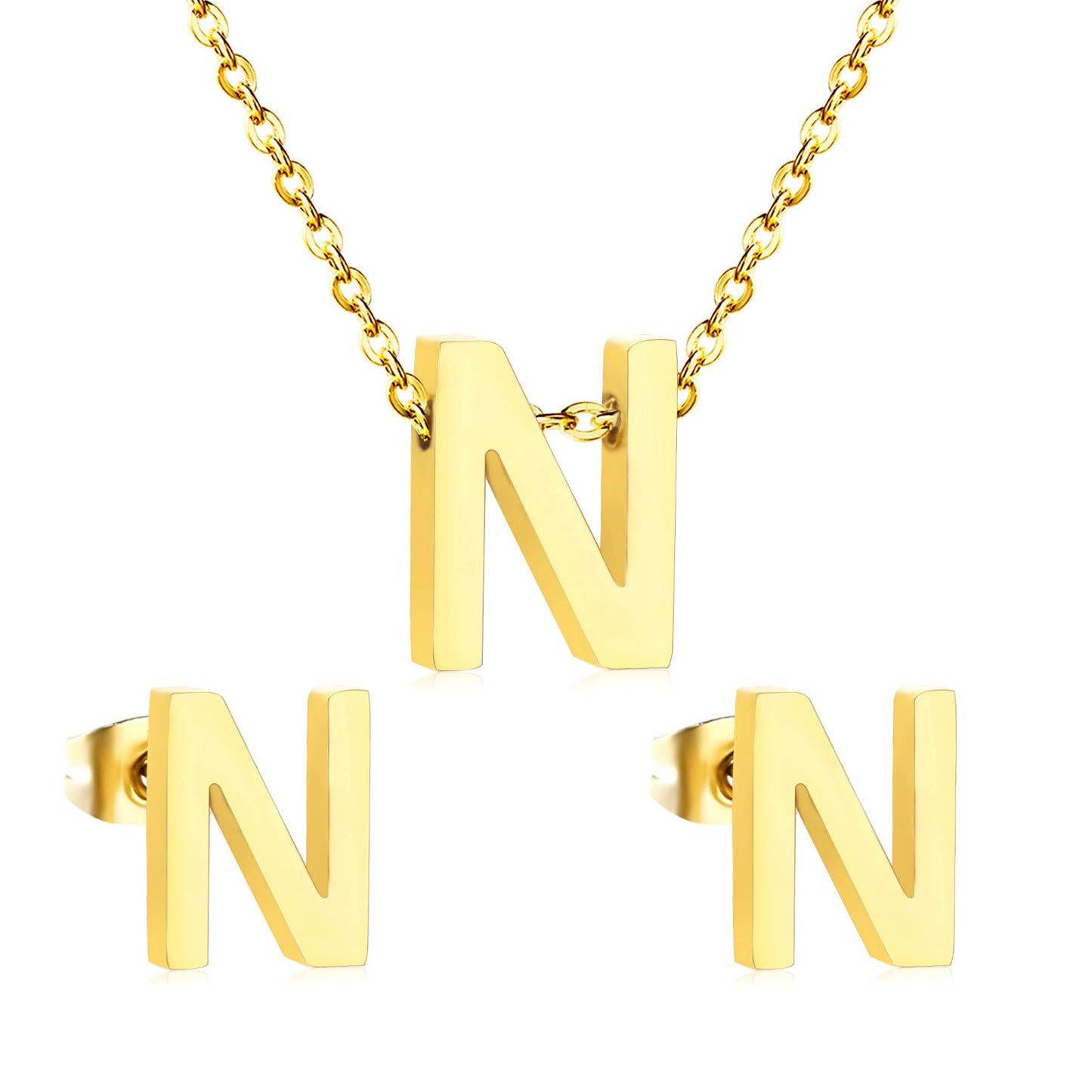 Steel/Gold Cut Letters Set without Diamonds A-Z asonjewelry