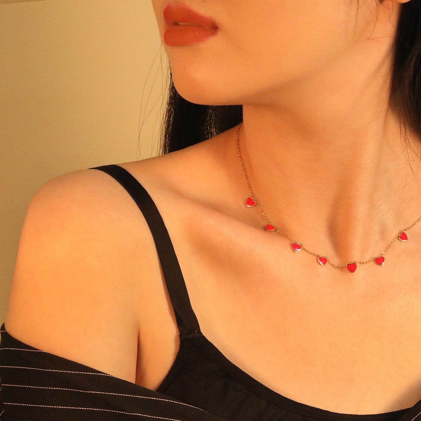 Heart + Butterfly Oil Drop Pendant Necklace asonjewelry