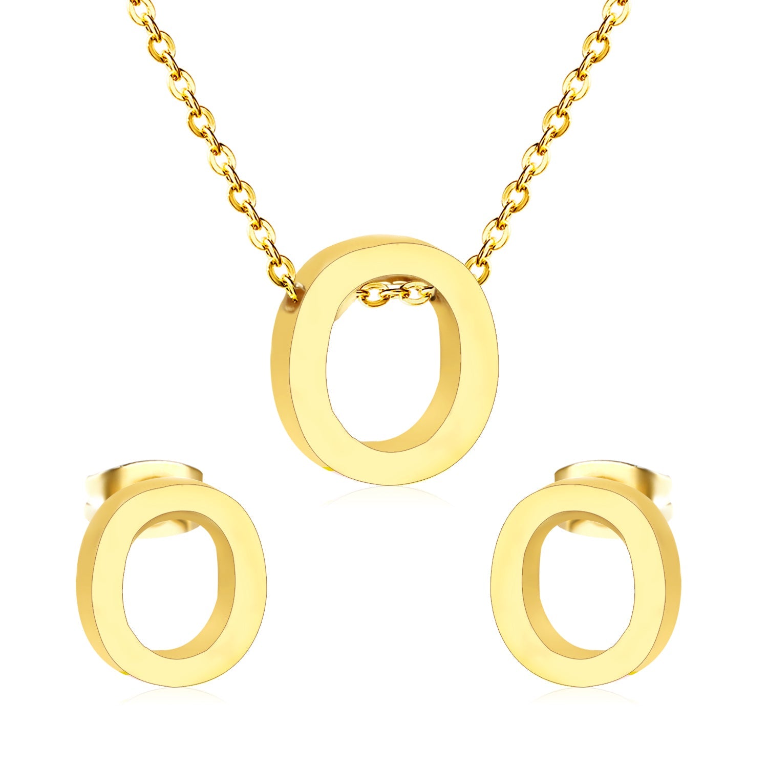 Steel/Gold Cut Letters Set without Diamonds A-Z asonjewelry