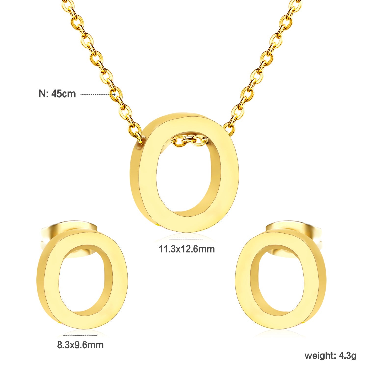 Steel/Gold Cut Letters Set without Diamonds A-Z asonjewelry