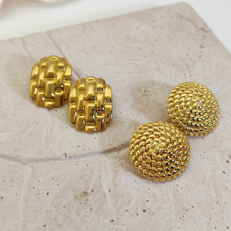 Fashion niche stainless steel surface rectangular protruding earrings asonjewelry