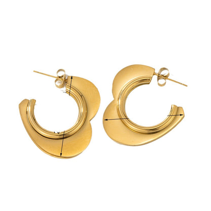 Stainless steel 18k personalized geometric earrings female European and American French inlaid diamond light luxury ear buckle earrings wholesale asonjewelry