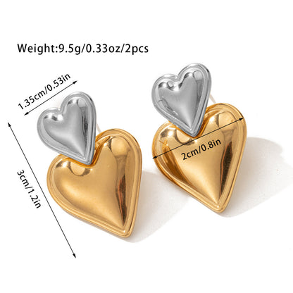 Peach heart earrings female hundred color collision love earrings asonjewelry
