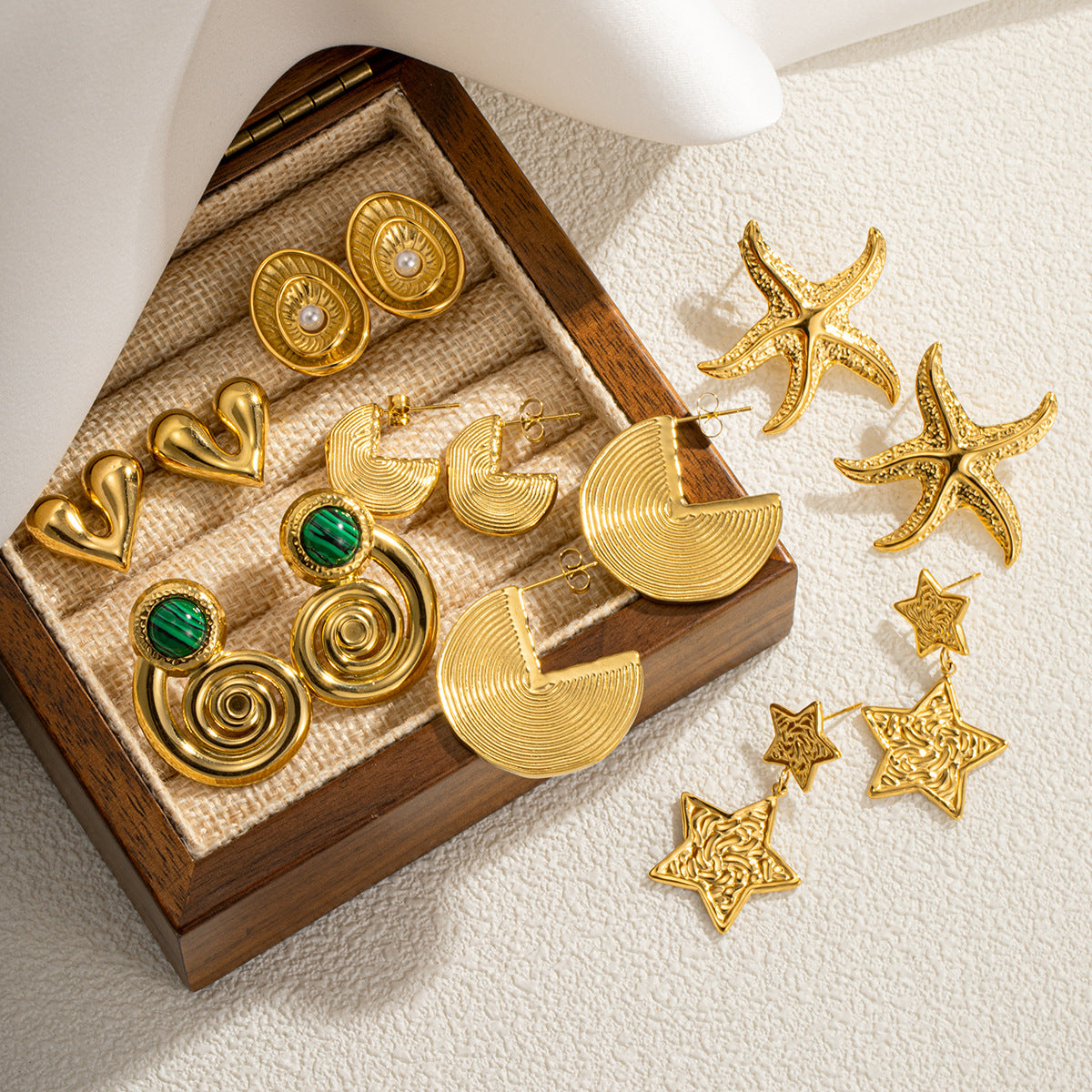 Women's Trendy Light Luxury Style 18K Earrings Geometric Stainless Steel Hollow Earrings asonjewelry