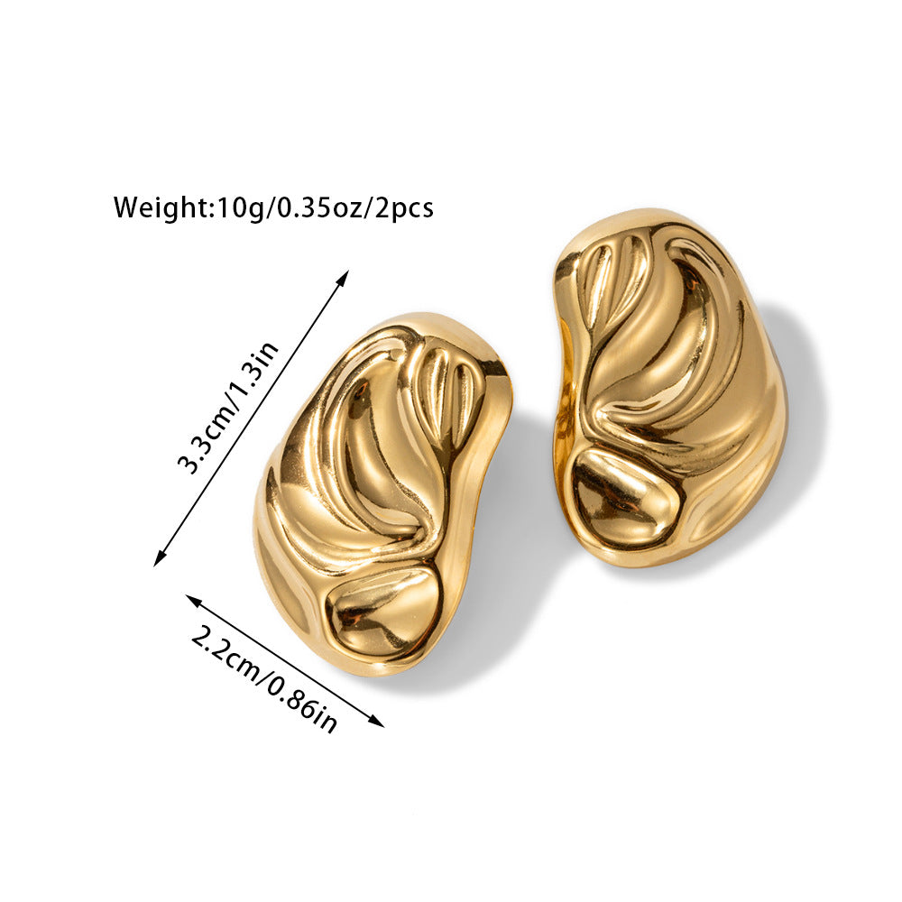 18k gold geometric irregular whacked pattern earrings for women vintage metal style fashion earrings asonjewelry