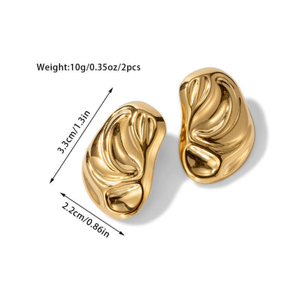 18k gold geometric irregular whacked pattern earrings for women vintage metal style fashion earrings asonjewelry