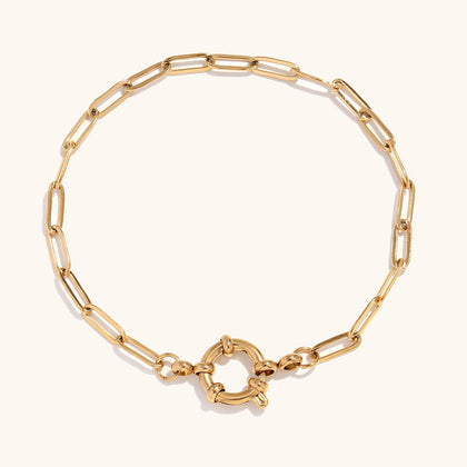Trendy Vintage Commuter Stainless Steel 18K Gold Plated O Chain Blade Chain Paperclip Chain Bracelet asonjewelry