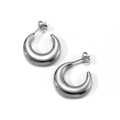 Moon Shaped Stainless Steel Earrings for Women Trendy 18K Gold Plated Earrings asonjewelry