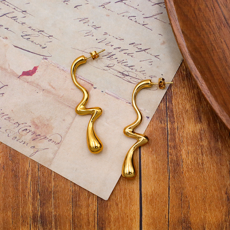 Irregular Geometric Simple Line Earrings Simple Fashion Twisted Trend Hundred Earrings asonjewelry