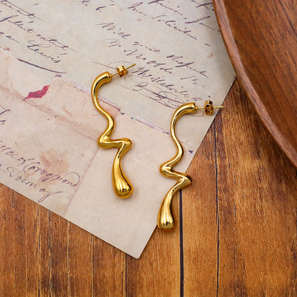 Irregular Geometric Simple Line Earrings Simple Fashion Twisted Trend Hundred Earrings asonjewelry