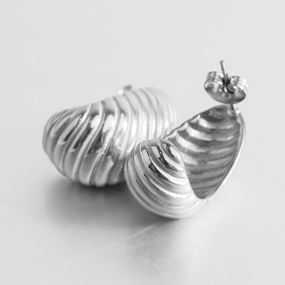 13MM 18K Gold Bread Earrings Irregular Spiral Earrings asonjewelry