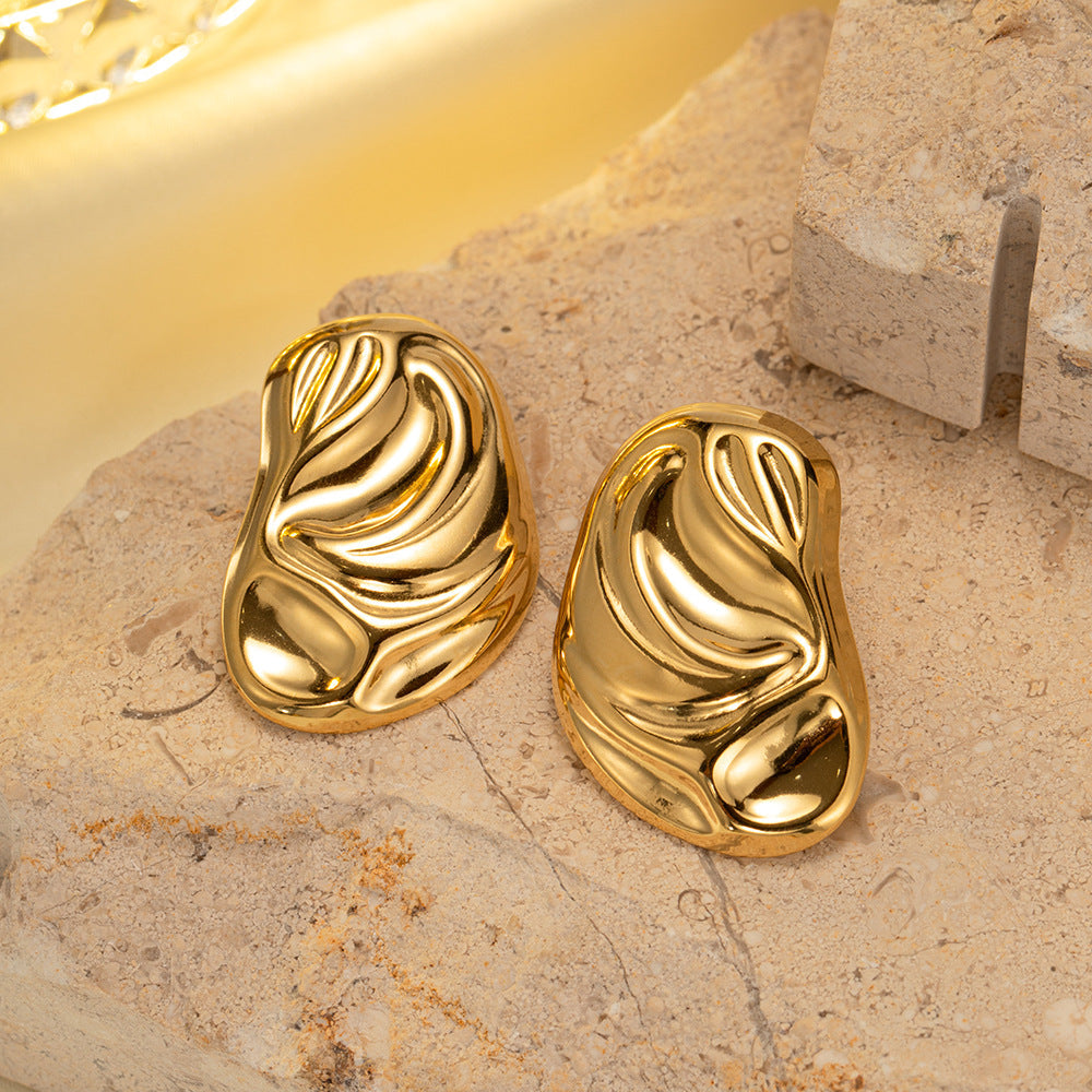 18k gold geometric irregular whacked pattern earrings for women vintage metal style fashion earrings asonjewelry