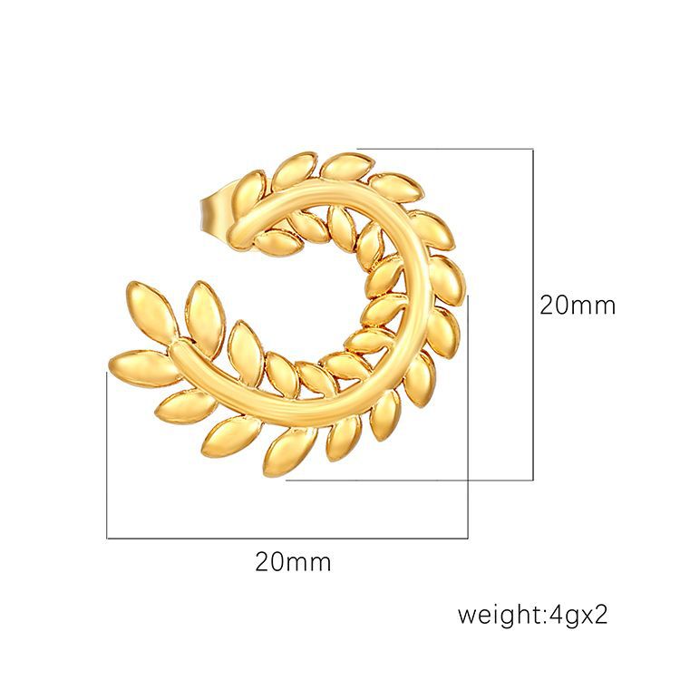 Temperament wheat ears stainless steel 18K gold-plated retro trend earrings niche design earrings asonjewelry