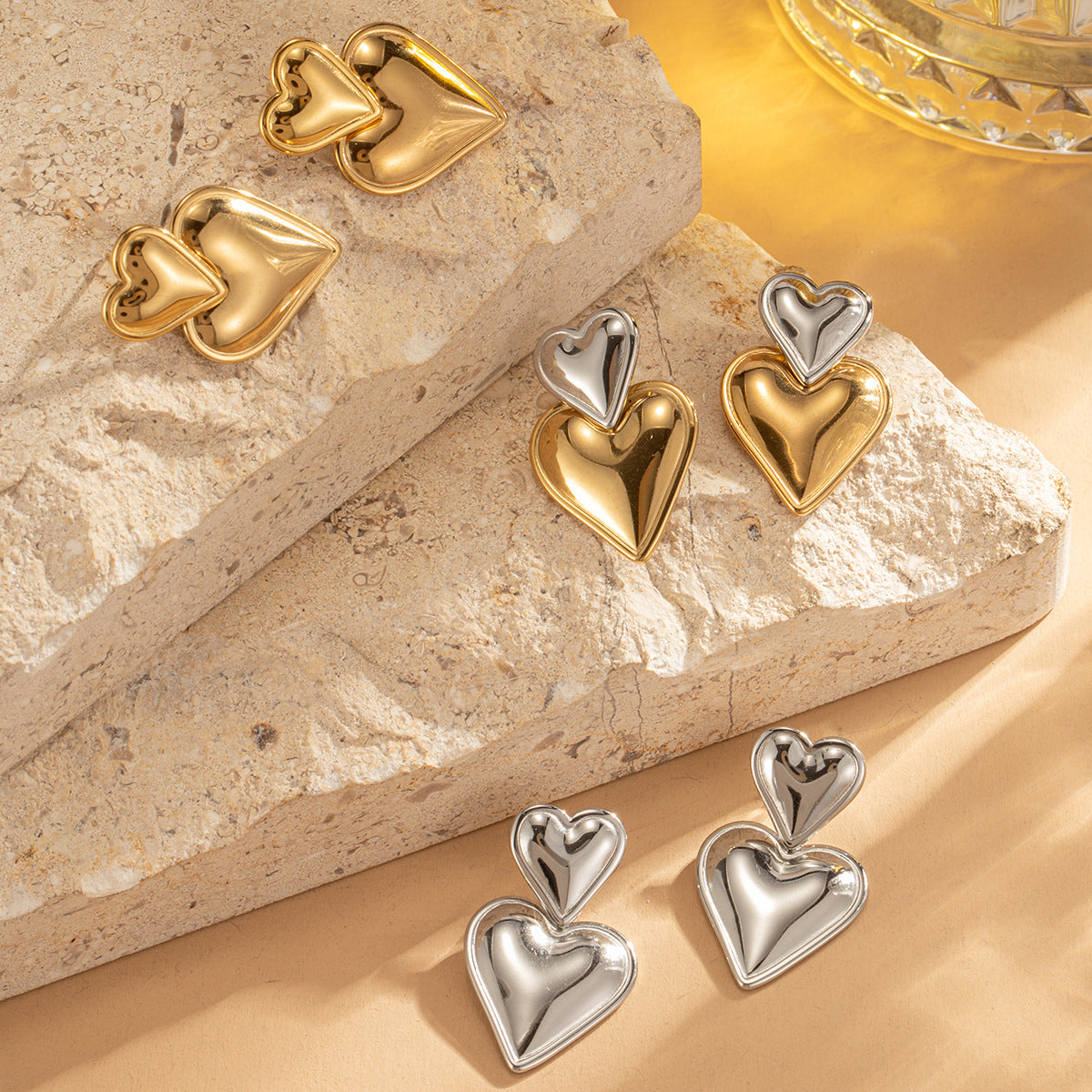 Peach heart earrings female hundred color collision love earrings asonjewelry