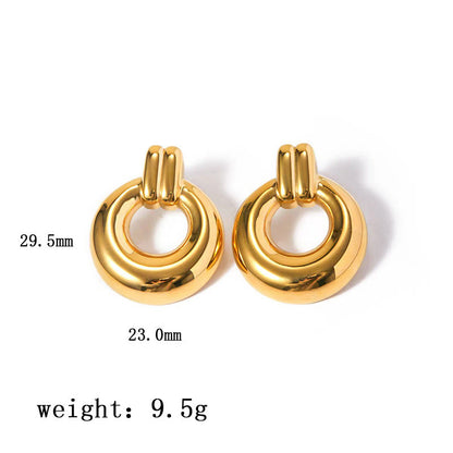Ins style 18k gold stainless steel round rings hundred earrings wholesale asonjewelry
