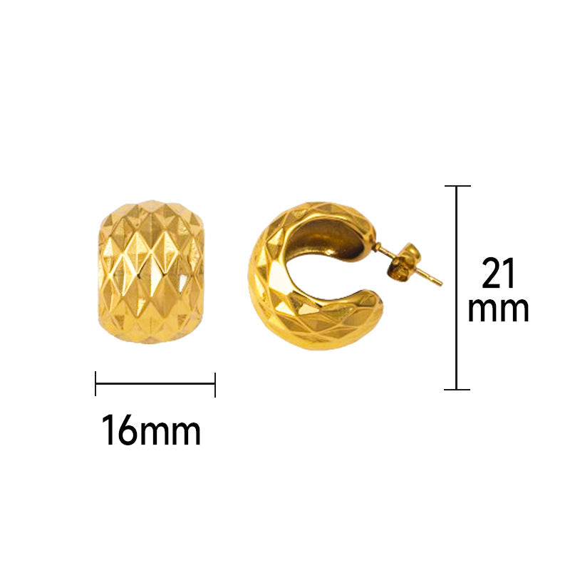 Stainless steel fashion French retro personalized square diamond earrings women's 18K gold earrings asonjewelry