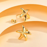 Stainless steel starfish earrings 18K gold color fashion personality earrings