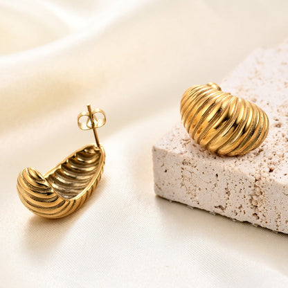 13MM 18K Gold Bread Earrings Irregular Spiral Earrings asonjewelry